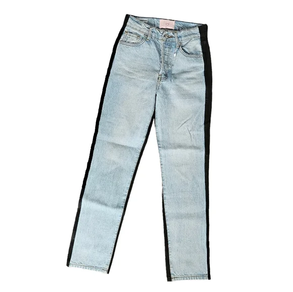 Revice Half Black Half Blue Straight Leg Jeans - Picture 1 of 8